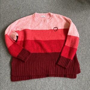 Mersea Red/Pink Oversize Striped Sweater with Embroidery, Size OS